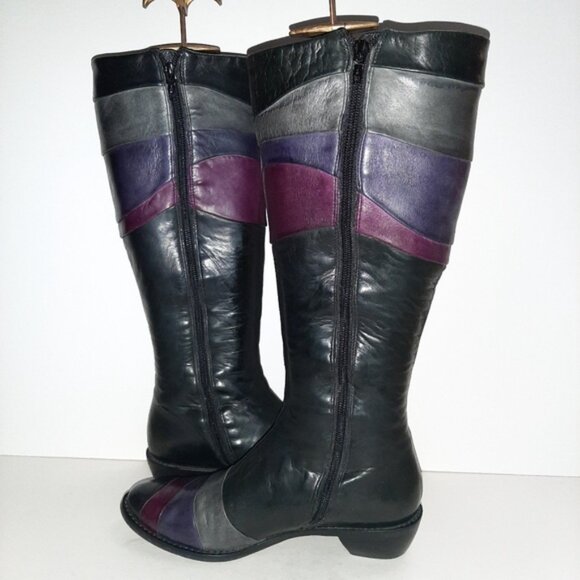ARNOLD CHURGIN Handmade Colorblock Knee High Tall Boot Genuine Leather Sz US 6.5 - Picture 14 of 15